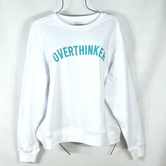 Wildfox crew neck sweatshirt M overthinker White Green Comfy Long Sleeve - Picture 1 of 8